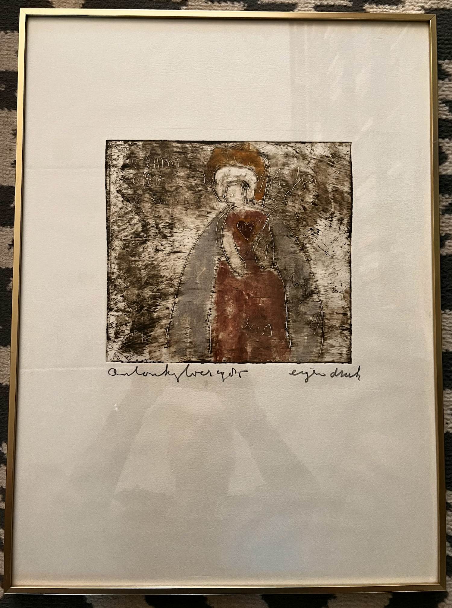 Anton Heyboer - Kleurenets met Madonna Eigen Druk gedateerd 1985 en gesigneerd. verkocht voor € 159!