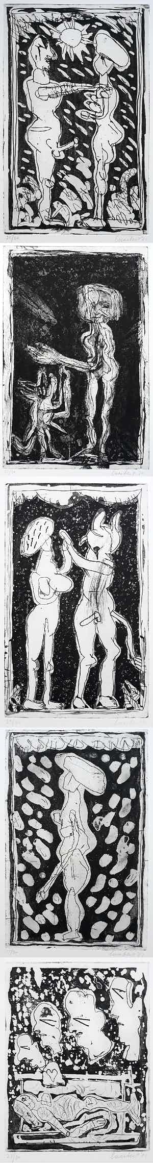 Lucebert - Paradijs, complete uitgave met vijf etsen bij vijf gedichten verkocht voor € 650!