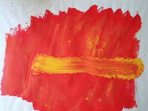 Bram Bogart - Oranje & geel originele en grote kleurenlithografie verkocht voor € 370!