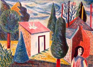 Hans van Norden - Vrouw in landschap, litho verkocht voor € 40!