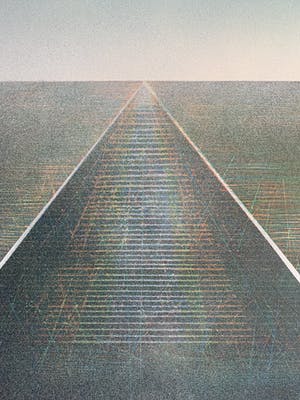 Willem de Vries - houtsnede | 'Landschap in perspectief III' | 1990 kopen? Bied vanaf 60!