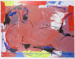 Nic Jonk - Zeefdruk, Abstract vrouwelijk naakt - Ingelijst (Groot) kopen? Bied vanaf 1!