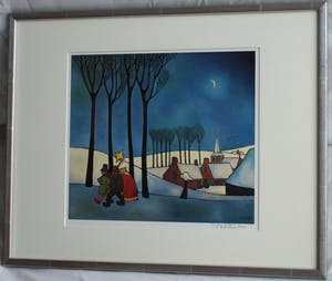 Toon Tieland - Handgesigneerde prent , “Wintergezicht” - ingelijst – ca 1990 kopen? Bied vanaf 10!