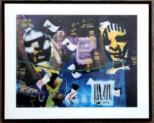 Herman Brood - ingelijste zeefdruk: financial times (nette lijst!) kopen? Bied vanaf 250!