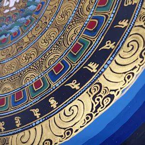 Niet of onleesbaar gesigneerd - Aum Mhane padhme hu mantra Mandala schilderij kopen? Bied vanaf 10!