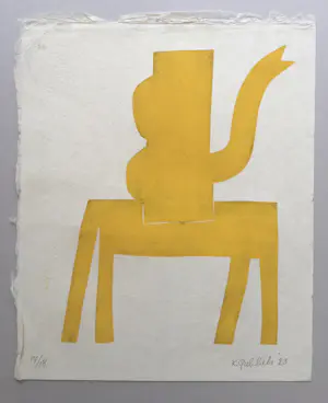 Klaas Gubbels - ‘Kan op tafel in geel’ - houtdruk op papier - 2023 kopen? Bied vanaf 365!