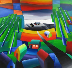 Niet of onleesbaar gesigneerd - Acryl op doek, Landschap (Zeer groot) kopen? Bied vanaf 1!