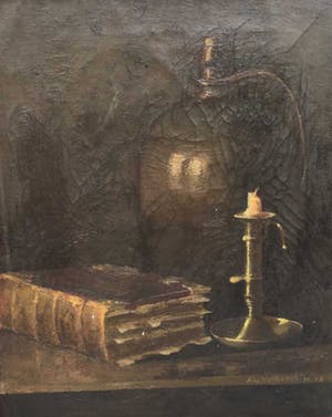 Arij Albert Willem Verhorst - C3468, stilleven met kaars, boek en kruik kopen? Bied vanaf 10!