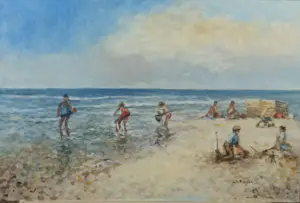 AcheterJan Schaeffer - Strand met spelende kinderen? Enchérissez de 75!