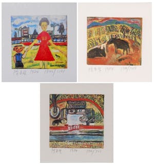 Zaidong ZHENG - Drie handgesigneerde zeefdrukken: Vrouw met kind, Cirkus I, II kopen? Bied vanaf 25!