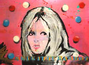 Ronald Chapeau - Gemengde techniek op doek, Brigitte Bardot (Zeer groot) verkocht voor € 1!