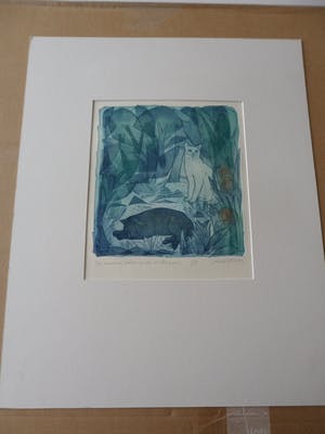 Ank Spronk - Kleurets / Preegdruk. Titel, "De zwarte kater en de witte poes". kopen? Bied vanaf 35!