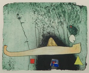 Michel van Overbeeke - Kleurenets met bladgoud, Forest Mountain - Ingelijst kopen? Bied vanaf 50!