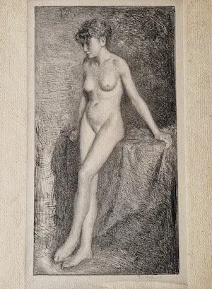 AcheterGeorg Rueter - Knappe monochrome lithografie "vrouwelijk naakt" - 1911 - potloodgesigneerd? Enchérissez de 38!