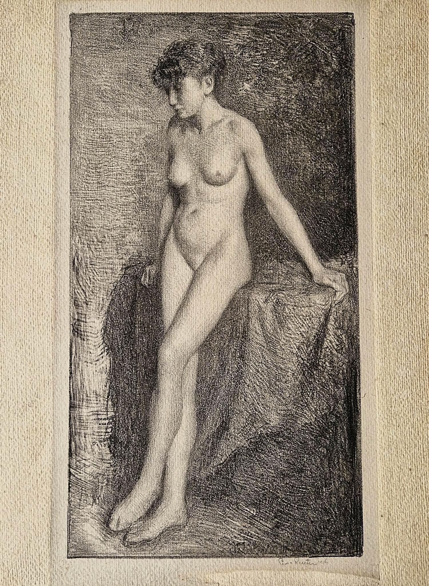Georg Rueter - Knappe monochrome lithografie "vrouwelijk naakt" - 1911 - potloodgesigneerd kopen? Bied vanaf 38!