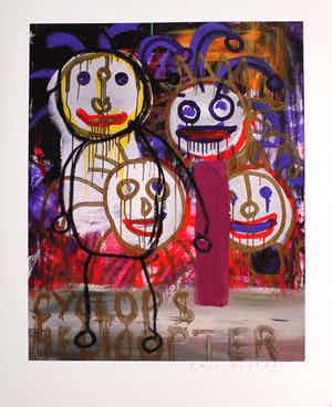 Paul Indrek Kostabi - Kleurengiclee PARTY TIME Handgesigneerd. verkocht voor € 45!