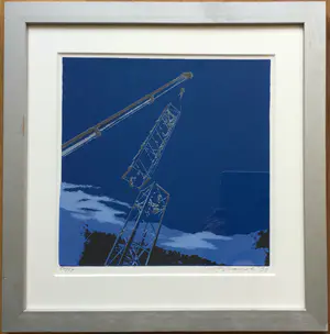 Willem Brauck - GSM mast in aanbouw | kleuren zeefdruk (1999) - ingelijst kopen? Bied vanaf 22!