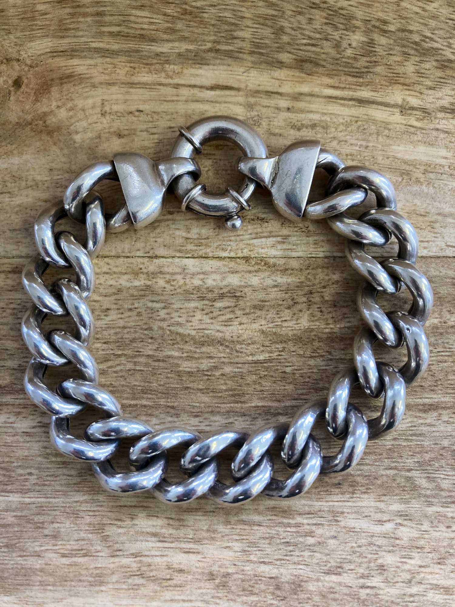Zilveren  holle gourmet schakelarmband met grote veerring sluiting kopen? Bied vanaf 65!