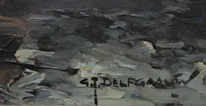 Gerard Delfgaauw - Olieverf op doek, Rotterdamse haven - Ingelijst (Groot) kopen? Bied vanaf 2000!