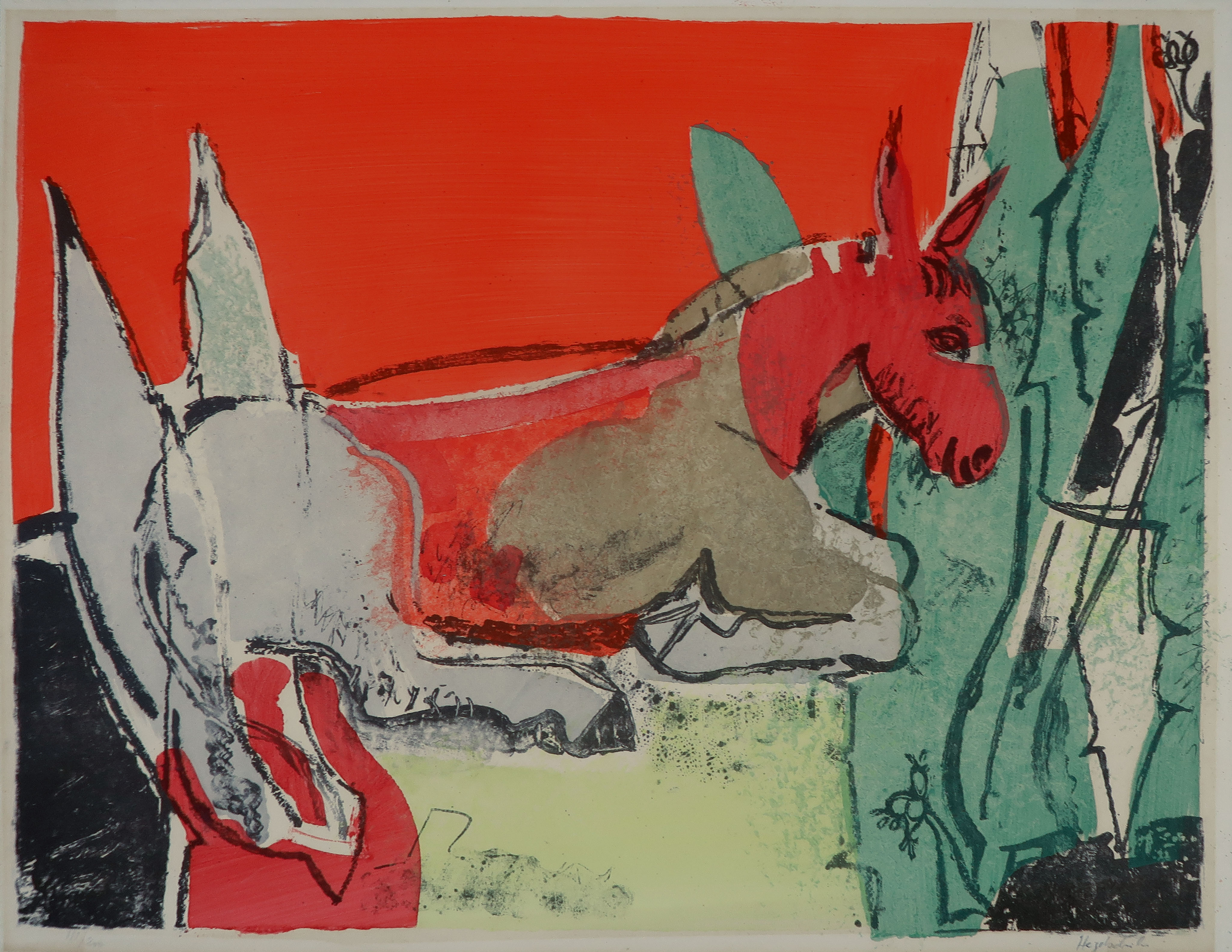 Niet of onleesbaar gesigneerd - Litho, Ezel kopen? Bied vanaf 1!