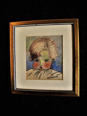 Toni Arzoni - 1899-1994 Zeldzaam Pastel miniatuur "Meisje" van deze Friese poppenmaakster kopen? Bied vanaf 10!