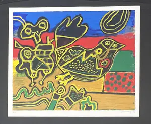 Corneille - Zeefdruk Oiseau Cobra né du paysage 1992 kopen? Bied vanaf 450!