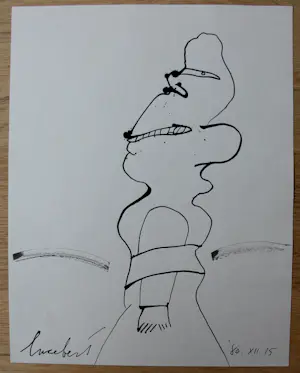 Lucebert - Pentekening: "beperkte figuur" - 1980 kopen? Bied vanaf 599!