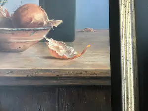Lion Arie Feijen - Stilleven olievaas met schaal met knoflook kopen? Bied vanaf 5200!