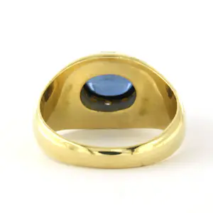 18k geel gouden ring bezet met saffier en briljant geslepen diamant tot. 0.50ct kopen? Bied vanaf 1000!