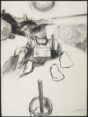 Yvan Theys - Houtskool op papier, Zonder titel kopen? Bied vanaf 100!