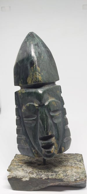 Niet of onleesbaar gesigneerd - Mexicaanse Sjamaan 2 gezichten groen marmer kopen? Bied vanaf 1!