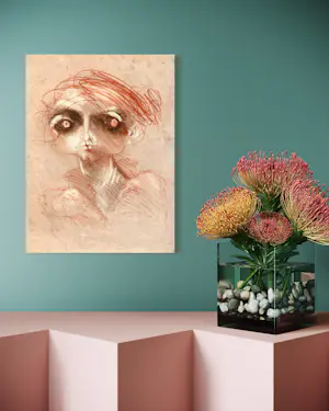Robert Detheux - Wunderschönes traumhaftes surrealistisches Pastellporträt kopen? Bied vanaf 170!