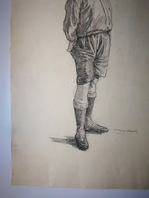 Willem Dooijewaard - Portret staande man in korte broek. kopen? Bied vanaf 79!