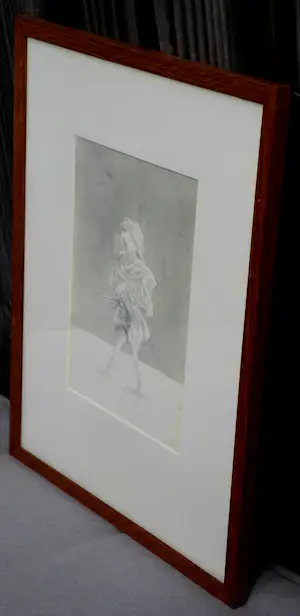 Peter Vos - Ingelijste inkttekening: half vogel/half mens - 1968 kopen? Bied vanaf 375!