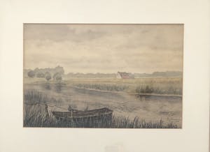 Jan Roelof van Nijendaal - Landschap aan de Lek Wijk bij Duurstede - Aquarel kopen? Bied vanaf 95!