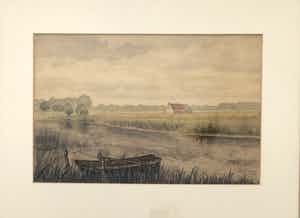 Jan Roelof van Nijendaal - Landschap aan de Lek Wijk bij Duurstede - Aquarel verkocht voor € 95!