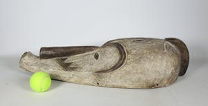 Fang - Groot houten Ngil masker met wit pigment en tattoo's onder ogen kopen? Bied vanaf 100!