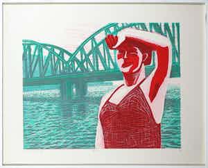 Wendelien Schonfeld - Houtsnede, Rotterdam - Ingelijst verkocht voor € 50!