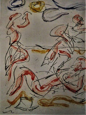 Wim Worm - Eigen druk - oplage 120 ex. - handgekleurde Ets - "Strand" gesigneerd kopen? Bied vanaf 10!