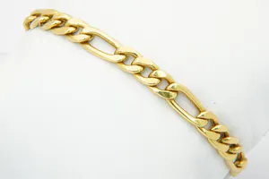 Mooie 18 karaats gouden unisex armband - Figaro model/schakel - gekeurd kopen? Bied vanaf 370!