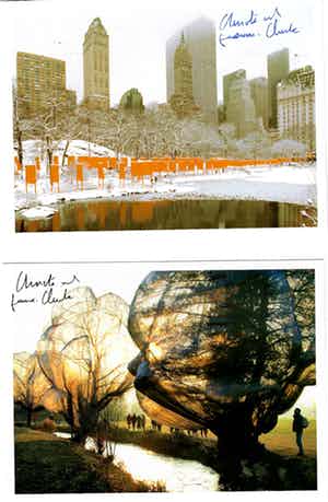 Christo - 3 ( DRIE ! ) handgesigneerde Taschenkaarten van Christo verkocht voor € 50!