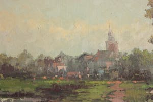 Anton van Unen - Landschap met zicht op een dorpje kopen? Bied vanaf 1!