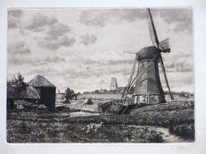 Fokko Mees - Molenlandschap bij Ransdorp - Ets verkocht voor € 40!