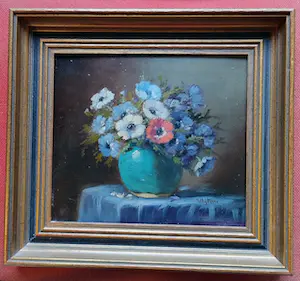 Tilly Moes - Stilleven met anemonen -olieverf op paneel- kopen? Bied vanaf 60!