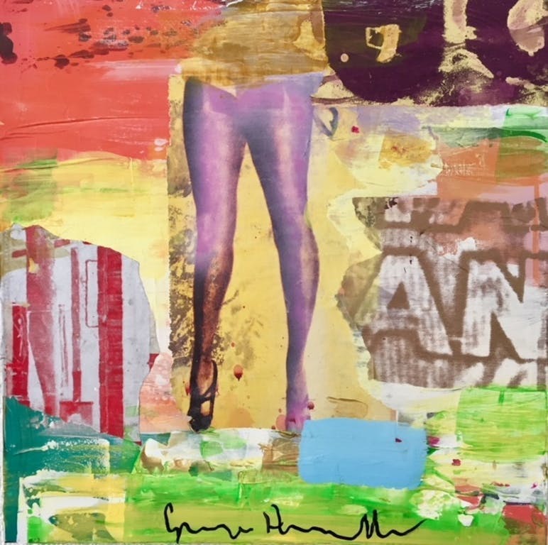 George Heidweiller - George Heidweiller - acrylverf en gemengde techniek op linnen - Zonder titel verkocht voor € 70!