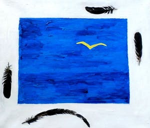 Harrie Gerritz - schilderij/ collage: de aarde rond kopen? Bied vanaf 750!