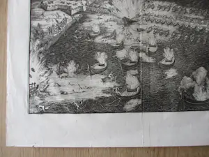 Coenraet Decker - 2 gravures Opblazen ven de schipbrug in de Schelde, 1585 kopen? Bied vanaf 100!
