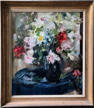 Clement Serneels - (1912-1991) "Bloemen in zwarte Vaas" 1940 kopen? Bied vanaf 500!