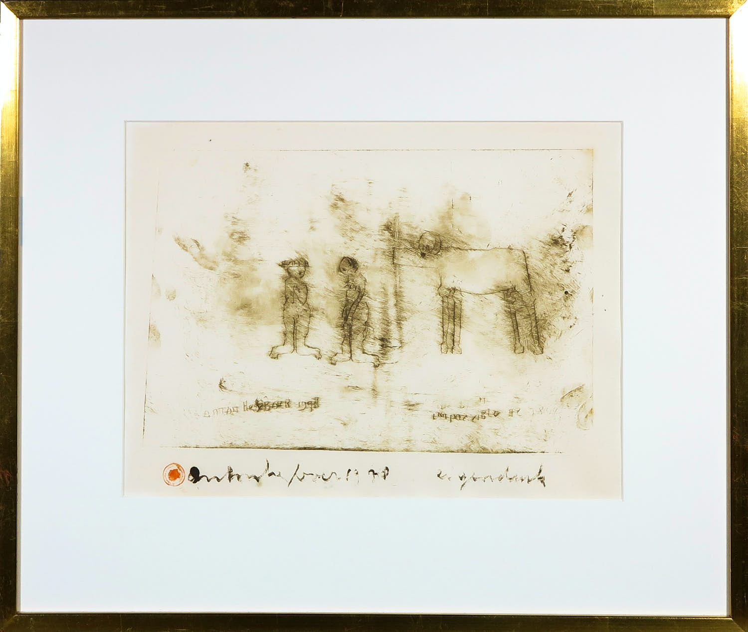 Anton Heyboer - Ets, Zonder titel - Ingelijst verkocht voor € 200!