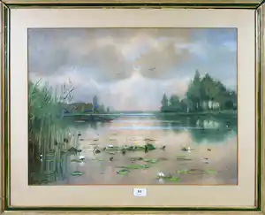 Petrus Paulus Schiedges - Aquarel, Waterlandschap - Ingelijst verkocht voor € 80!